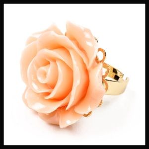 NIB Carved Rose Adjustable Ring Peach Color